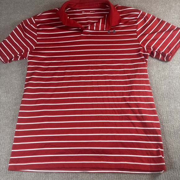 Under Armour Men's Striped Polo Shirts - Teal and Red - Picture 6 of 8